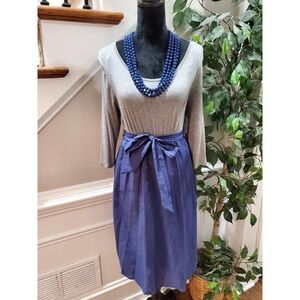 Tinley Women Blue & Gray Rayon Round Neck Long Sleeve Knee Length Dress Size S